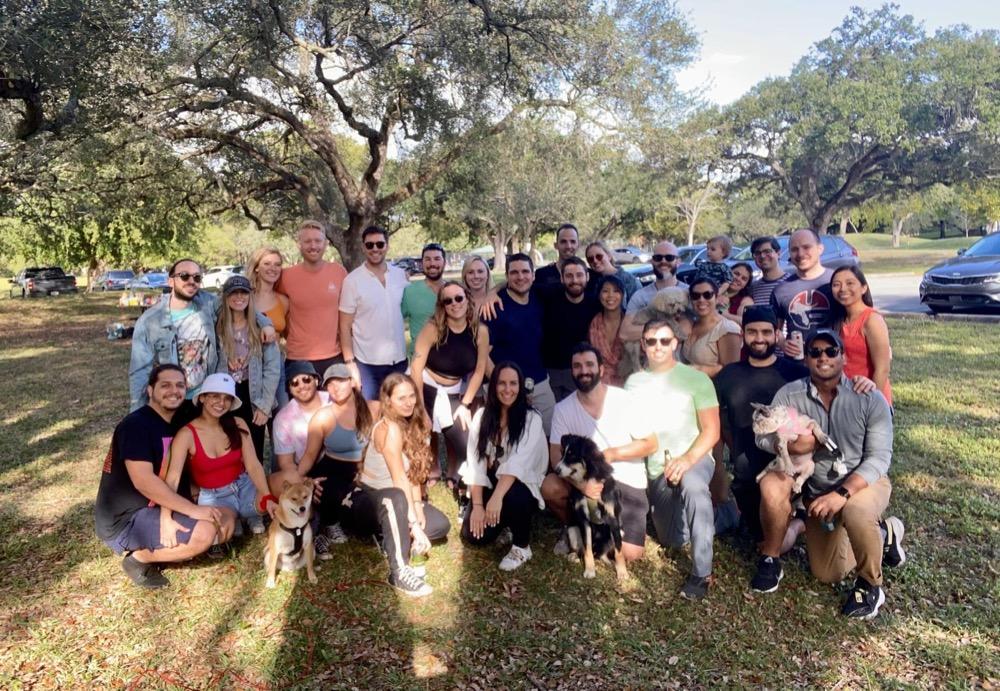 Shirley and Daniel with family and friends
