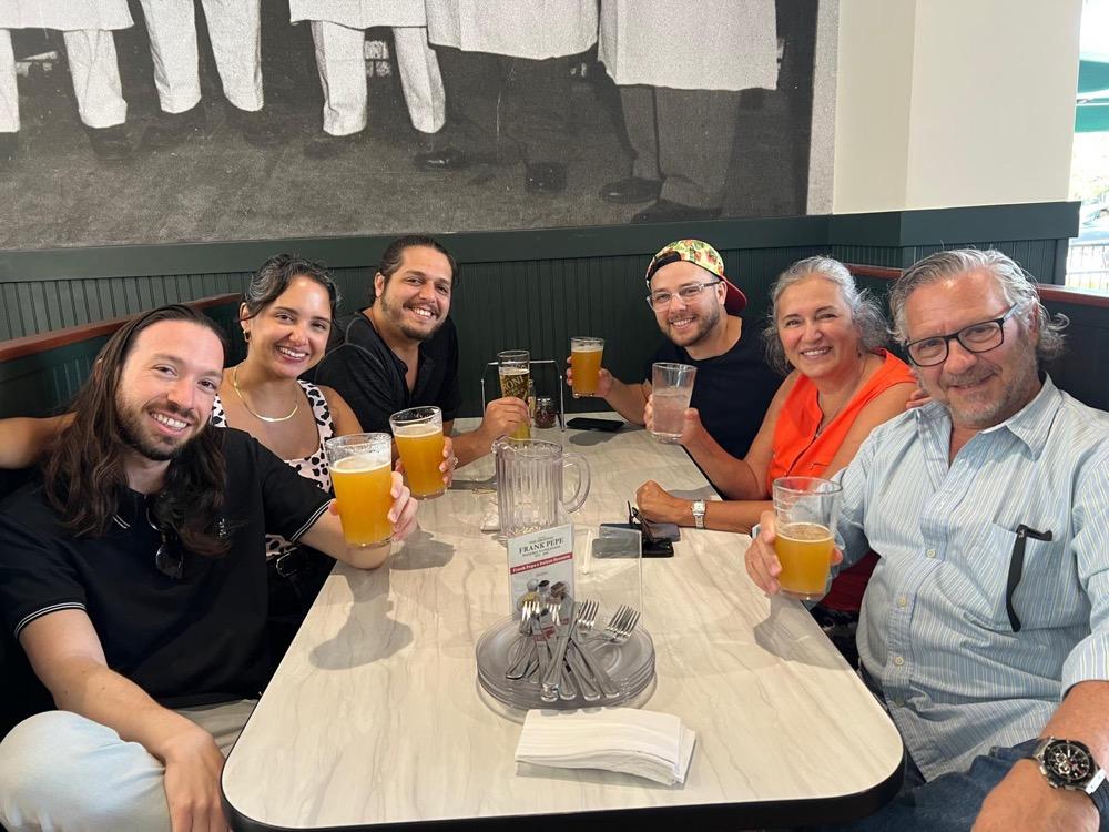 Shirley and Daniel with family and friends