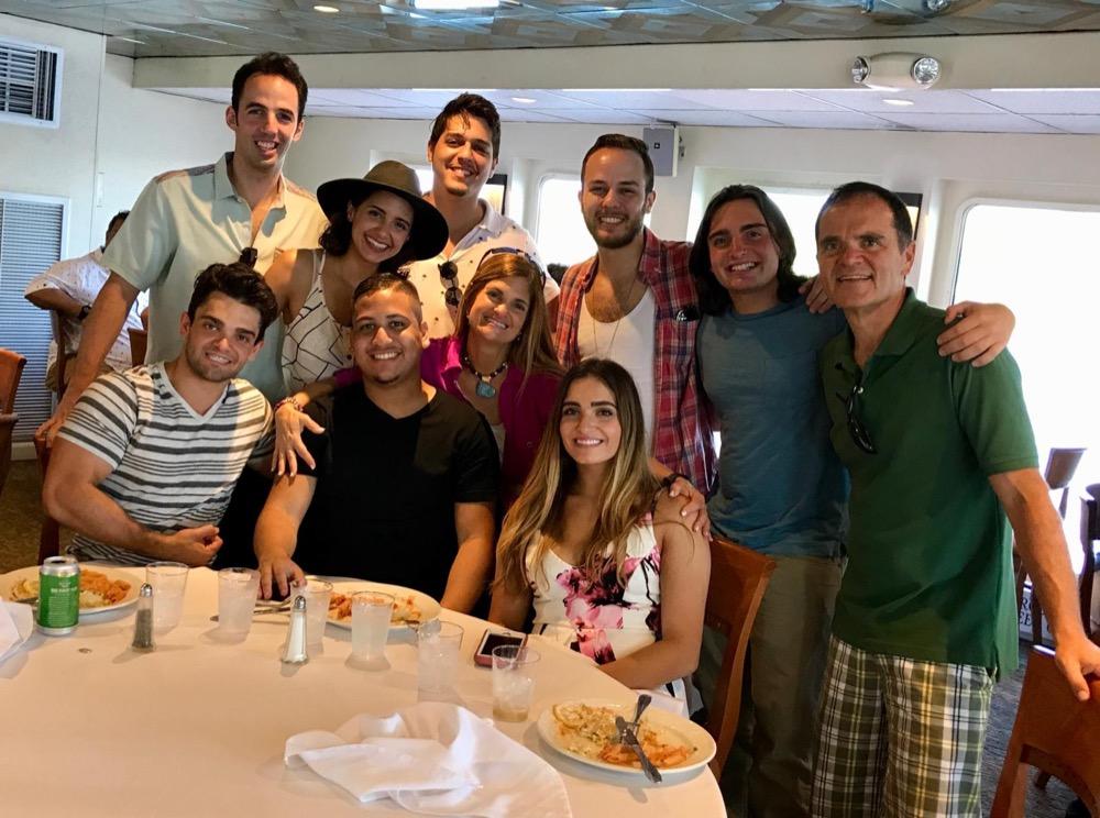Everyone gathered on the boat for Eliana's birthday
